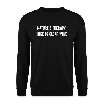 Wandern - Nature's therapy, hike to clear mind - Unisex Pullover - Schwarz - Vorne - Alina (178cm) & Michal (187cm)