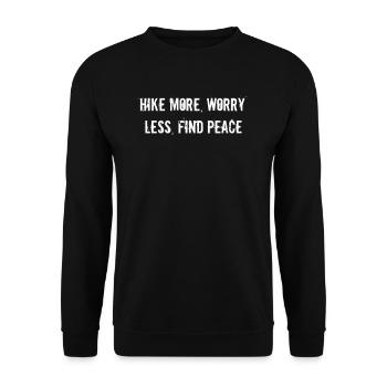 Wandern - Hike more, worry less, find peace - Unisex Pullover - Schwarz - Vorne - Alina (178cm) & Michal (187cm)
