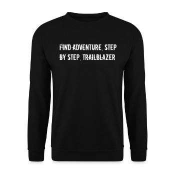 Wandern - Find adventure, step by step, - Unisex Pullover - Schwarz - Vorne - Alina (178cm) & Michal (187cm)