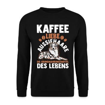 Kaffee Australian Shepherd Hund Aussie - Unisex Pullover - Schwarz - Vorne - Alina (178cm) & Michal (187cm)