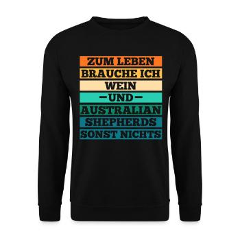 Wein Australian Shepherd Hund Aussie - Unisex Pullover - Schwarz - Vorne - Alina (178cm) & Michal (187cm)