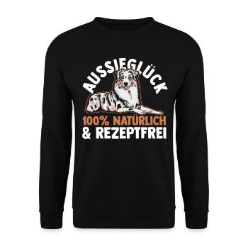 Australian Shepherd Hund Aussie - Unisex Pullover - Schwarz - Vorne - Alina (178cm) & Michal (187cm)