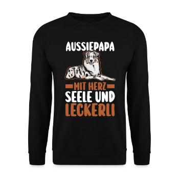 Australian Shepherd Hund Aussie - Unisex Pullover - Schwarz - Vorne - Alina (178cm) & Michal (187cm)