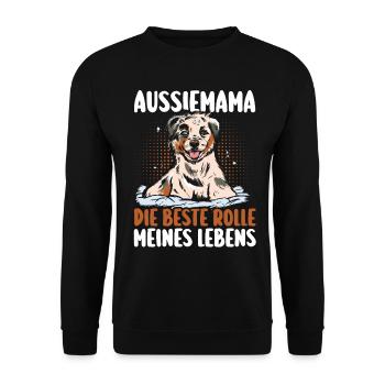 Australian Shepherd Hund Aussie - Unisex Pullover - Schwarz - Vorne - Alina (178cm) & Michal (187cm)