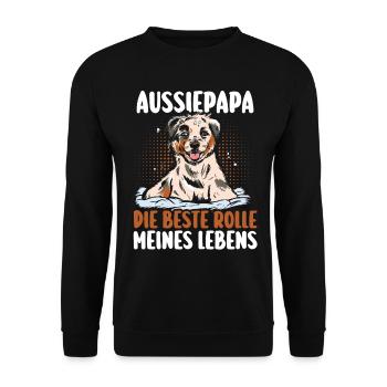 Australian Shepherd Hund Aussie - Unisex Pullover - Schwarz - Vorne - Alina (178cm) & Michal (187cm)