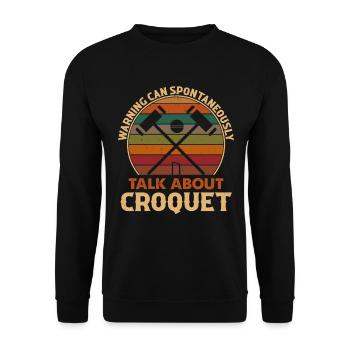 Attention peut parler spontanément de croquet - Sweat-shirt Unisexe - noir - Devant - Alina (178cm) & Michal (187cm)