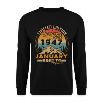 Birthday Gift Born In January 1947 - Unisex Sweatshirt - black - Front - Alina (178cm) & Michal (187cm)