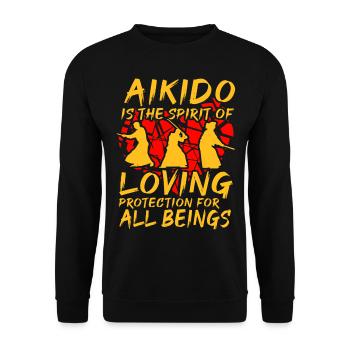 Aikido is the spirit of loving protection for all - Unisex Sweatshirt - black - Front - Alina (178cm) & Michal (187cm)