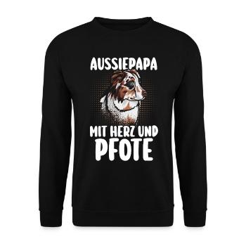 Australian Shepherd Hund Hundepapa Aussie - Unisex Pullover - Schwarz - Vorne - Alina (178cm) & Michal (187cm)