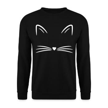 Cat Whiskers Personalizable Name Gift - Unisex Sweatshirt - black - Front - Alina (178cm) & Michal (187cm)