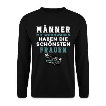 Männer mit Wohnwagen haben die schönsten Frauen - Unisex Pullover - Schwarz - Vorne - Alina (178cm) & Michal (187cm)