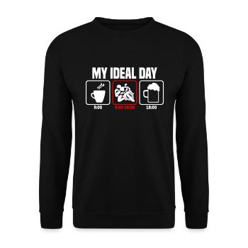 Mein perfekter Tag Motorrad Motorradfahrer - Unisex Pullover - Schwarz - Vorne - Alina (178cm) & Michal (187cm)