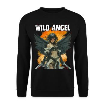 Wild Angel, Beautiful, Fun, Cool, Angel, Adventure, - Unisex Sweatshirt - black - Front - Alina (178cm) & Michal (187cm)