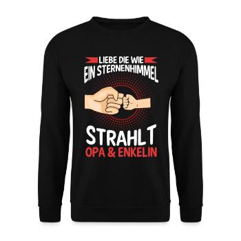 Opa Großvater Familie Enkelin Geschenk - Unisex Pullover - Schwarz - Vorne - Alina (178cm) & Michal (187cm)