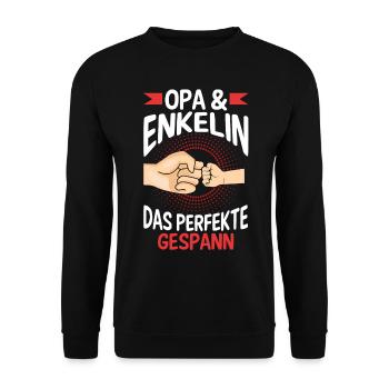 Opa Großvater Familie Enkelin Geschenk - Unisex Pullover - Schwarz - Vorne - Alina (178cm) & Michal (187cm)