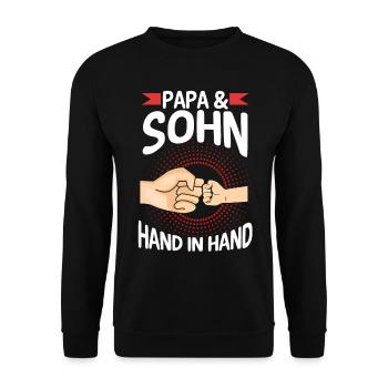 Papa Sohn Vater Familie Geschenk - Unisex Pullover - Schwarz - Vorne - Alina (178cm) & Michal (187cm)