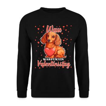 Wau Was für ein Valentinstag Lustiger Dackel Liebe - Unisex Pullover - Schwarz - Vorne - Alina (178cm) & Michal (187cm)