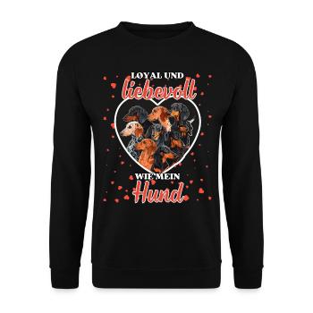 Loyal und liebevoll Hund - Lustiger Dackel Liebe - Unisex Pullover - Schwarz - Vorne - Alina (178cm) & Michal (187cm)