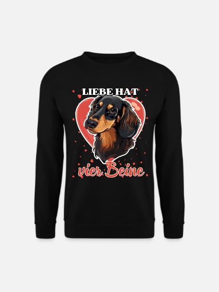Liebe hat vier Beine - Lustige Dackel Liebe - Unisex Pullover - Schwarz