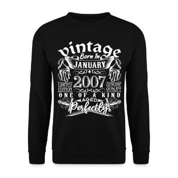 Januar 2007 Geburtstag Januar 2007 Januar - Unisex Pullover - Schwarz - Vorne - Alina (178cm) & Michal (187cm)