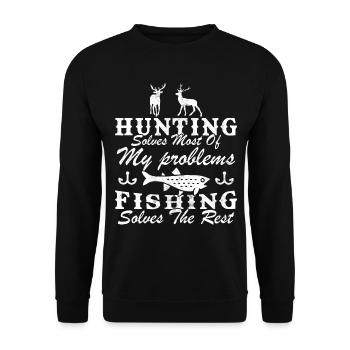 Drôle De Chasse Et De Pêche Cadeau Humour Chasseur - Sweat-shirt Unisexe - noir - Devant - Alina (178cm) & Michal (187cm)