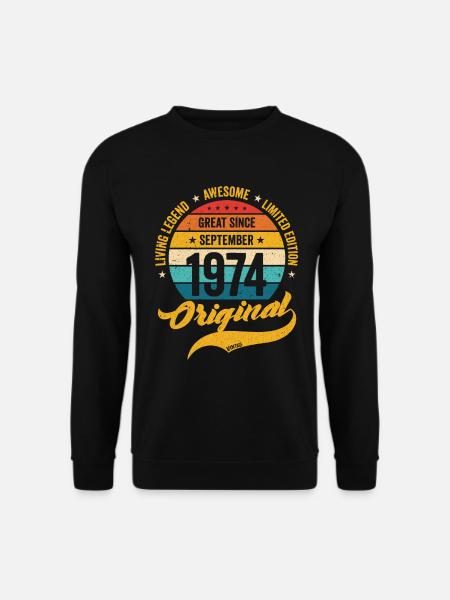 Retro 50 Jahre September 1974 Geburtstag Vintage - Unisex Pullover - Schwarz