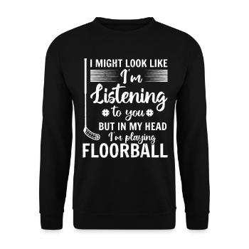 Citations de floorball Joueur de floorball jouant au floorbal - Sweat-shirt Unisexe - noir - Devant - Alina (178cm) & Michal (187cm)
