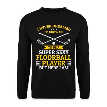 Joueur de floorball unihockey - Super Sexy Floorball - Sweat-shirt Unisexe - noir - Devant - Alina (178cm) & Michal (187cm)