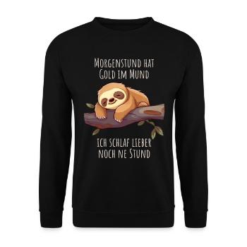 Ich schlaf weiter - Faultier Schlafshirt Damen - Unisex Pullover - Schwarz - Vorne - Alina (178cm) & Michal (187cm)