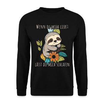 Lass mich schlafen - Faultier Schlafshirt Damen - Unisex Pullover - Schwarz - Vorne - Alina (178cm) & Michal (187cm)