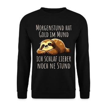 Ich schlaf weiter - Faultier Schlafshirt Damen - Unisex Pullover - Schwarz - Vorne - Alina (178cm) & Michal (187cm)