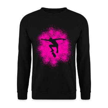 Skater Flip Trick Skateboard - Unisex Pullover - Schwarz - Vorne - Alina (178cm) & Michal (187cm)