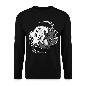 Yin Yang Maus Mäuse - Unisex Pullover - Schwarz - Vorne - Alina (178cm) & Michal (187cm)