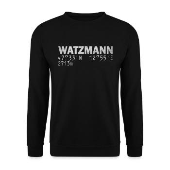 Watzmann Coordinates Altitude GPS - Unisex Sweatshirt - black - Front - Alina (178cm) & Michal (187cm)