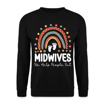 Nurse Midwife Birth Worker Pun - Unisex Sweatshirt - black - Front - Alina (178cm) & Michal (187cm)