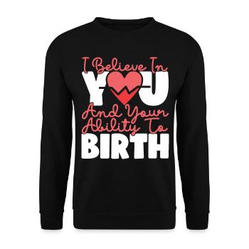 Infirmière spécialisée dans le travail et l’accouchement - Sweat-shirt Unisexe - noir - Devant - Alina (178cm) & Michal (187cm)
