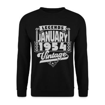 Jahrgangsjubiläum Januar 1954, Januar 1954. - Unisex Pullover - Schwarz - Vorne - Alina (178cm) & Michal (187cm)
