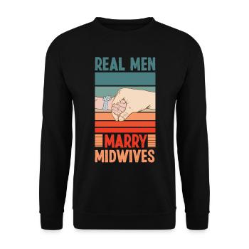 Nurse Midwife Birth Worker - Unisex Sweatshirt - black - Front - Alina (178cm) & Michal (187cm)