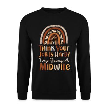Nurse Midwife Birth Worker Think - Unisex Pullover - Schwarz - Vorne - Alina (178cm) & Michal (187cm)