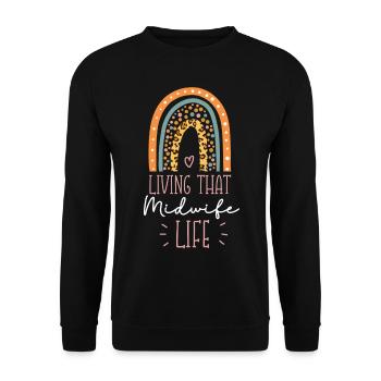 Nurse Midwife Birth Worker Living - Unisex Sweatshirt - black - Front - Alina (178cm) & Michal (187cm)