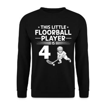 4th Birthday Floorball Player Kids Floorball Playe - Unisex Pullover - Schwarz - Vorne - Alina (178cm) & Michal (187cm)