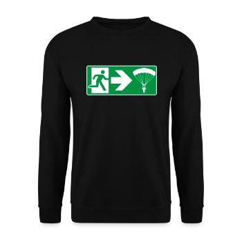 Emergency Exit Parachute Paraglider - Unisex Sweatshirt - black - Front - Alina (178cm) & Michal (187cm)