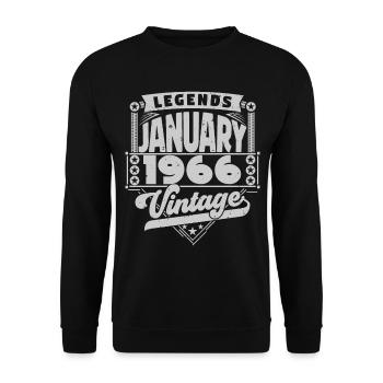 Jahrgang Geburtstag Januar 1966, Januar 1966. - Unisex Pullover - Schwarz - Vorne - Alina (178cm) & Michal (187cm)