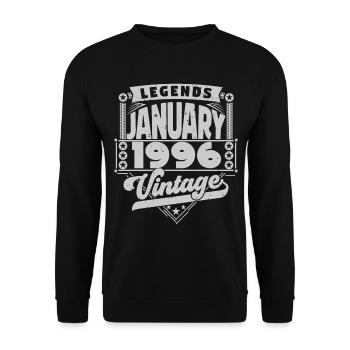 Vintage Birthday January 1996, January 1996. - Unisex Sweatshirt - black - Front - Alina (178cm) & Michal (187cm)
