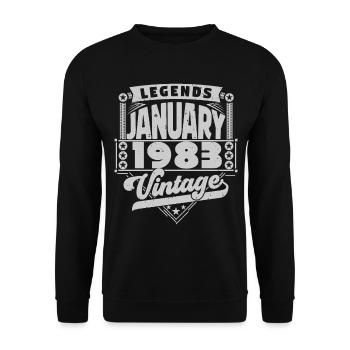 Vintage Birthday January 1983, January 1983. - Unisex Sweatshirt - black - Front - Alina (178cm) & Michal (187cm)