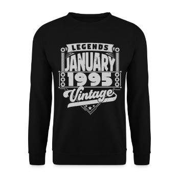 Vintage Birthday January 1995, January 1995. - Unisex Sweatshirt - black - Front - Alina (178cm) & Michal (187cm)