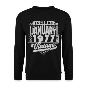Vintage Birthday January 1977, January 1977. - Unisex Sweatshirt - black - Front - Alina (178cm) & Michal (187cm)