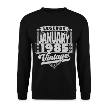 Vintage Birthday January 1985, January 1985. - Unisex Sweatshirt - black - Front - Alina (178cm) & Michal (187cm)