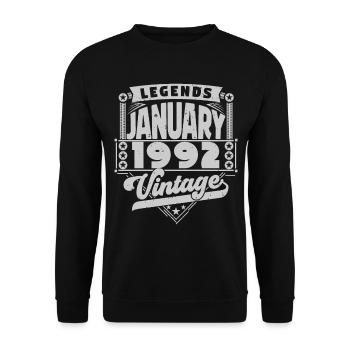 Vintage Birthday January 1992, January 1992. - Unisex Sweatshirt - black - Front - Alina (178cm) & Michal (187cm)