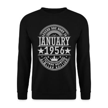 Januar 1956, Geburtstag Januar 1956, Januar - Unisex Pullover - Schwarz - Vorne - Alina (178cm) & Michal (187cm)